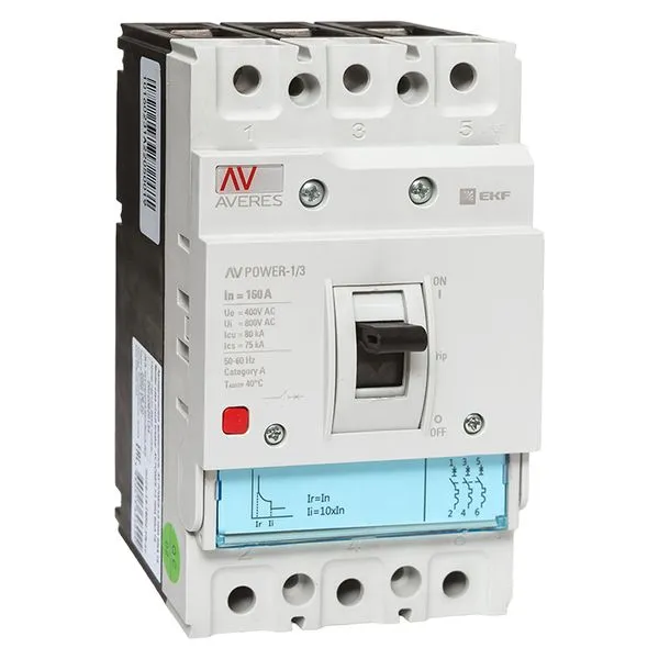 Выключатель автоматический в литом корпусе AV-POWER-1/3 160А 80кА TR EKF mccb-13-160H-TR-av
