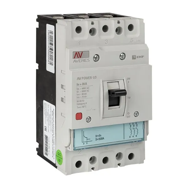 Выключатель автоматический в литом корпусе AV-POWER-1/3 20А 35кА TR EKF mccb-13-20-TR-av