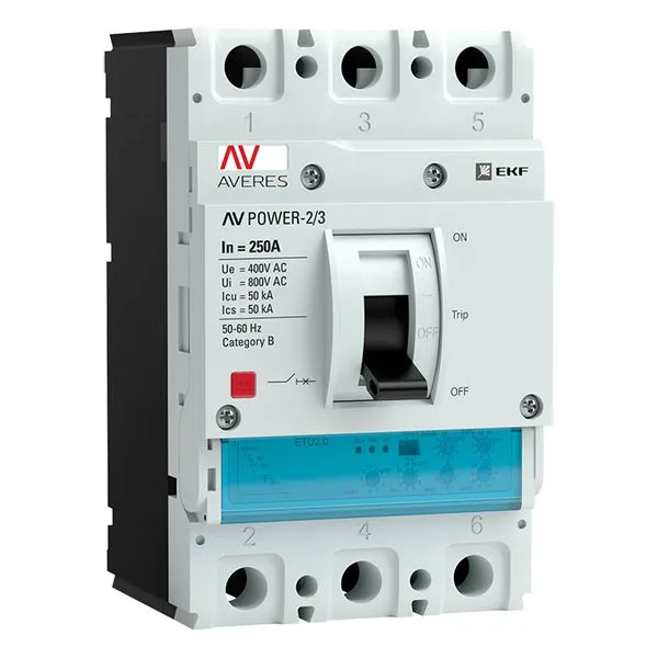 Выключатель автоматический в литом корпусе AV-POWER-2/4 250А 50кА ETU2.0 EKF mccb-24-250-2.0-av