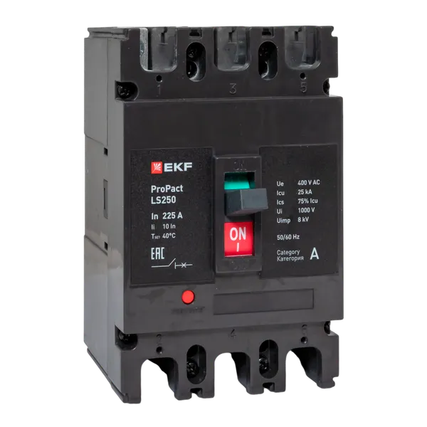 Выключатель автоматический в литом корпусе ProPact LS250 225А 3P 25кА EKF mccb-250-25-3-225-ls