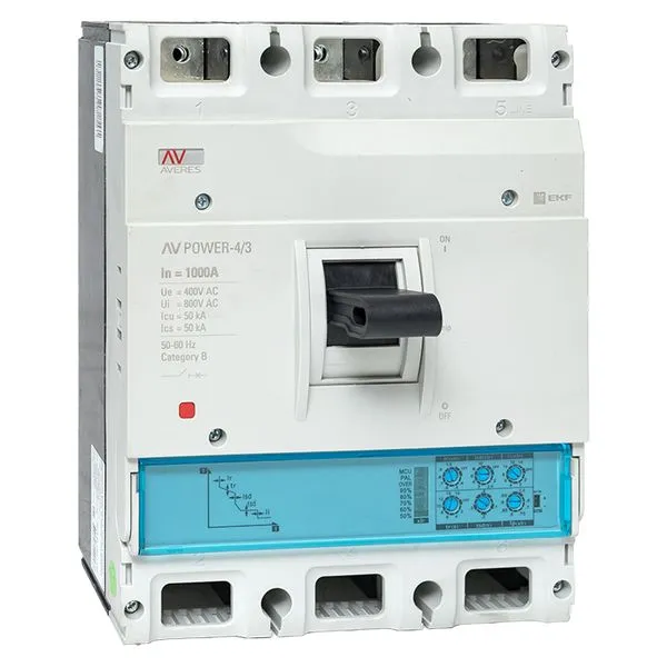 Выключатель автоматический в литом корпусе AV-POWER-4/3 1000А 50кА ETU2.0 EKF mccb-43-1000-2.0-av