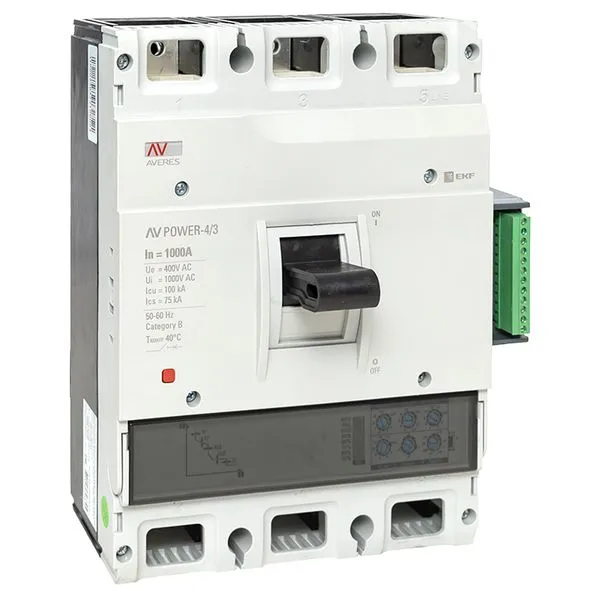 Выключатель автоматический в литом корпусе AV-POWER-4/3 1000А 100кА ETU2.2 EKF mccb-43-1000H-2.2-av