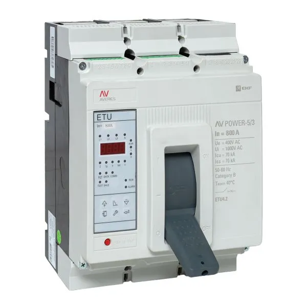 Выключатель автоматический в литом корпусе AV-POWER-5/3 800А 70кА ETU4.2 EKF mccb-53-800M-4.2-av