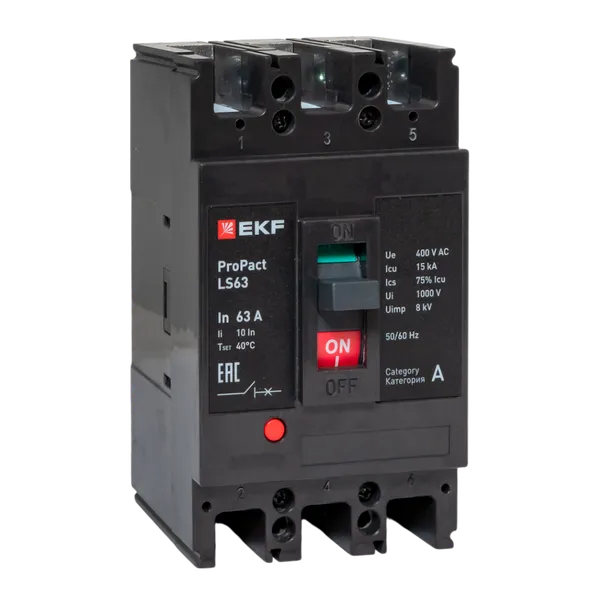 Molded case circuit breaker ProPact LS63 63A 3P 15kA EKF mccb-63-15-3-63-ls