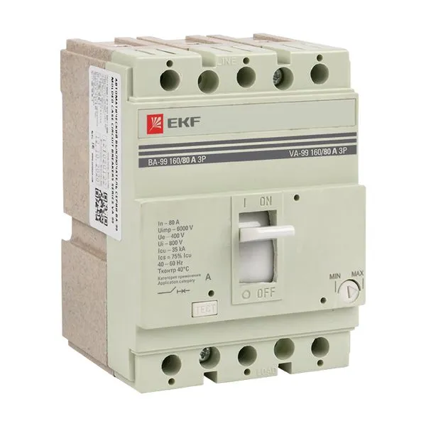 塑壳断路器 ВА-99 160/ 80A 3P 35kA EKF PROxima mccb99-160-80