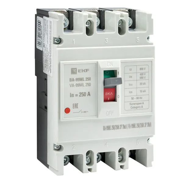 Molded Case Circuit Breaker VA-99ML 250/250A 3P 20kA EKF Basic mccb99-250-250mi