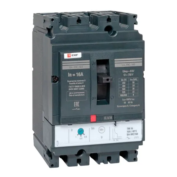 Выключатель автоматический 3п 160/16А 36кА ВА-99C Compact NS PROxima EKF mccb99C-160-16
