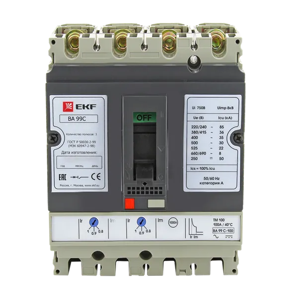 Выключатель автоматический 4п (3P+N) 630/630А 45кА ВА-99C Compact NS PROxima EKF mccb99C-630-630+N