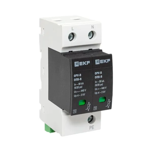 Ограничитель импульсных напряжений ОПВ-B/2P In 30кА 440В с сигн. EKF opv-b2