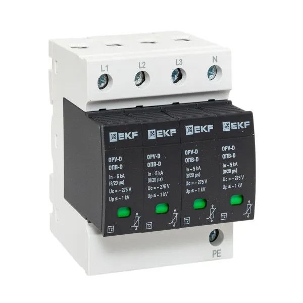 Ограничитель импульсных напряжений ОПВ-D/4P In 5кА 275В с сигн. EKF opv-d4