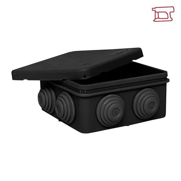 Distribution box KMR-030-031 with cover (85x85x40) for direct mounting 8 membrane entries black IP55 retail sticker EKF plc-kmr-030-031-b