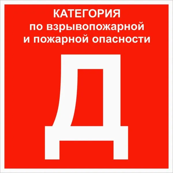 Знак пластик "Категории помещения по взрывопожарной и пожарной опасности Д" (200x200) ГОСТ 12.4.026-2015 EKF PROxima pn-d