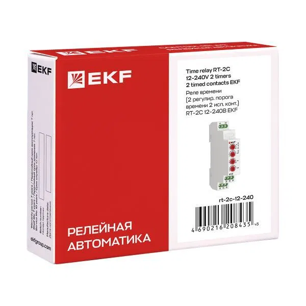 Time relay (2 adjustable time thresholds 2 contact sets) RT-2C 12-240V EKF PROxima rt-2c-12-240