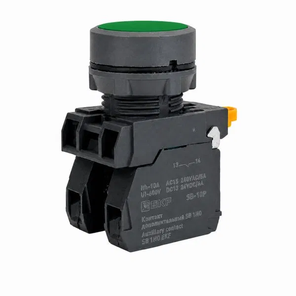 Кнопка SB-31 плоская с фиксацией 1NС зеленая IP65 EKF SB-3101-G