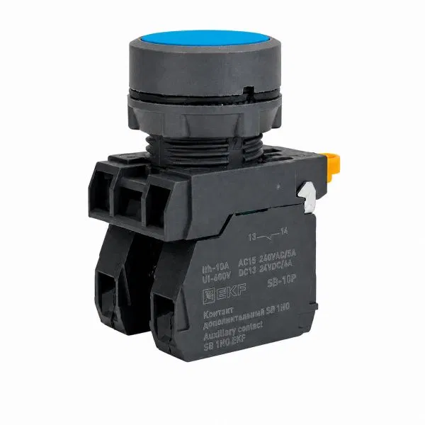 Кнопка SB-31 плоская с фиксацией 1NO синяя IP65 EKF SB-3110-B