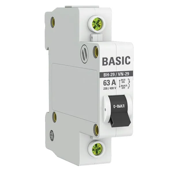 Выключатель нагрузки ВН-29 1P 63А BASIC SL29-1-63-bas EKF