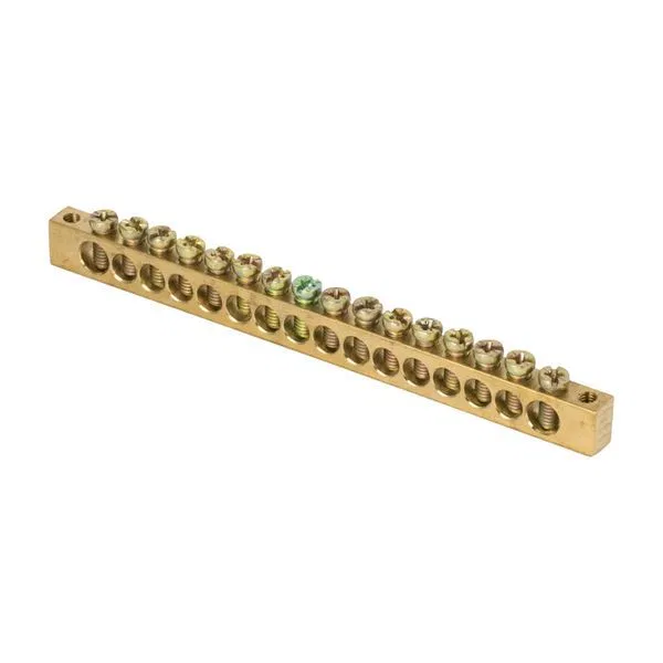 PEN Busbar "neutral-earth" (8x12mm) 16 holes brass edge mounting EKF PROxima sn0-125-16-k
