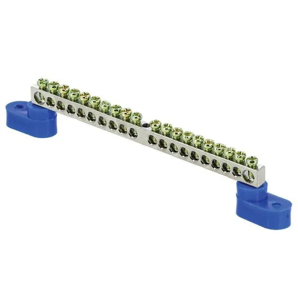 Busbar "0" N (6x9mm) 20 holes zinc 2 blue corner insulators EKF PROxima sn1-63-20-2