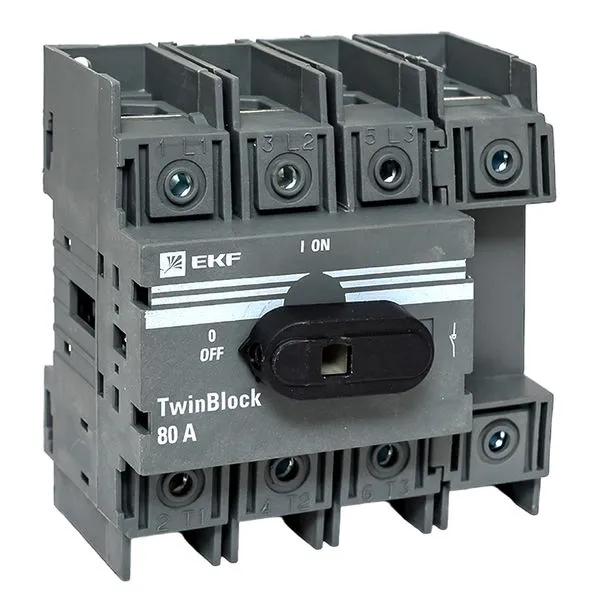 Switch disconnector 80A 4P with operating handle for direct mounting TwinBlock EKF tb-80-4p-f
