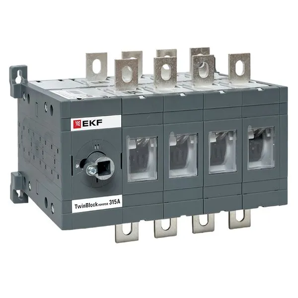 Рубильник 315A 4P реверсивный без рукоятки управления TwinBlock EKF tb-s-315-4p-rev