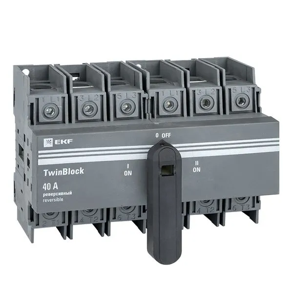 Рубильник 40A 3P реверсивный c рукояткой для прямой установки TwinBlock EKF tb-s-40-3p-rev