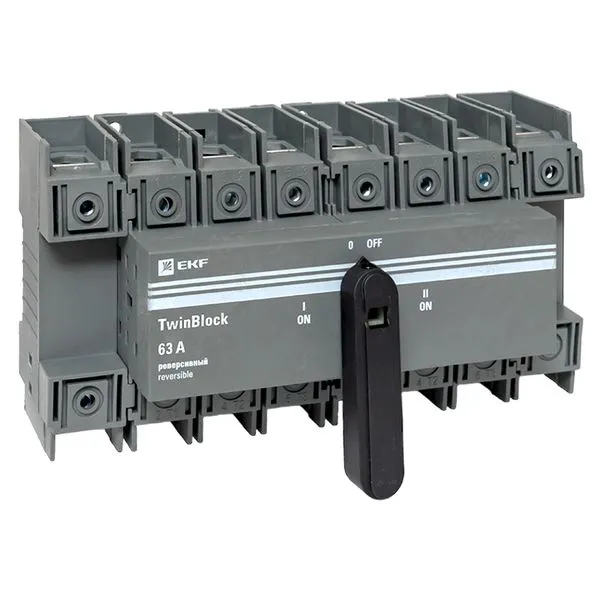 Reversing switch 63A 4P with handle for direct installation TwinBlock EKF tb-s-63-4p-rev