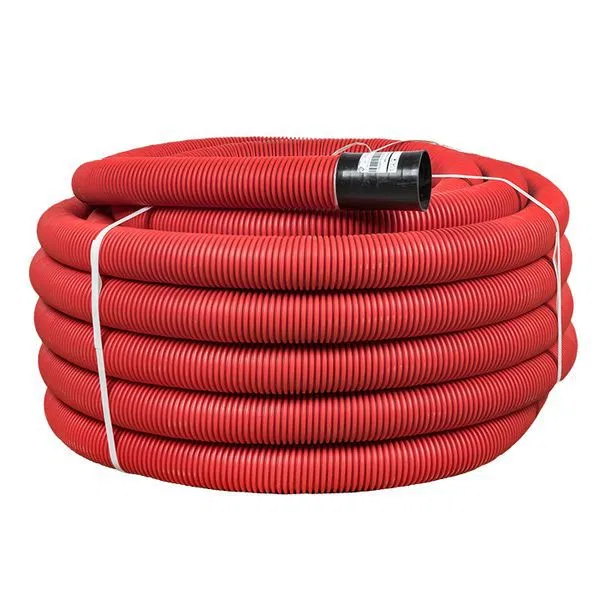 Corrugated double-walled HDPE/HDPE flexible pipe with pulling thread d75 mm (50 m) red EKF-Plast tg2st-75-50m EKF