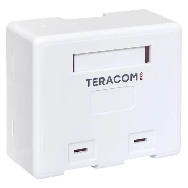 Корпус настенной розетки TERACOM PRO на 2 модуля Keystone со шторками и маркерами белый TRP-EBOX-2KSTN-WH EKF