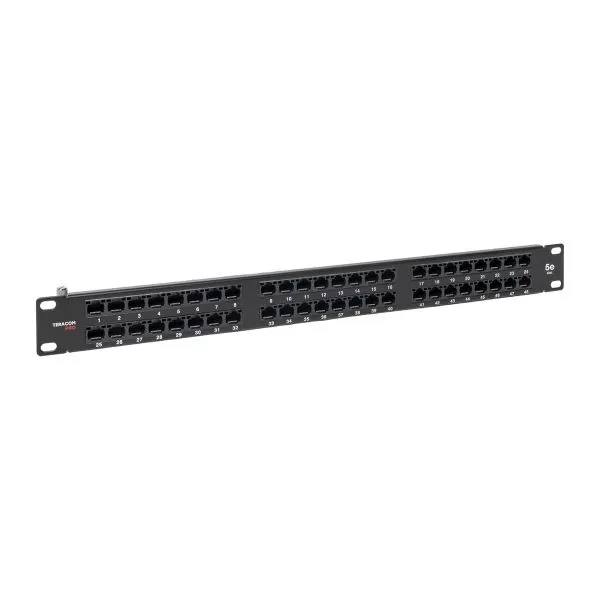 Патч-панель высокой плотности TERACOM PRO 19'' Cat.5E 1U неэкранированная UTP 48 портов RJ-45 Dual IDC с органайзером TRP-PPNL-5EUTP-C1U48 EKF