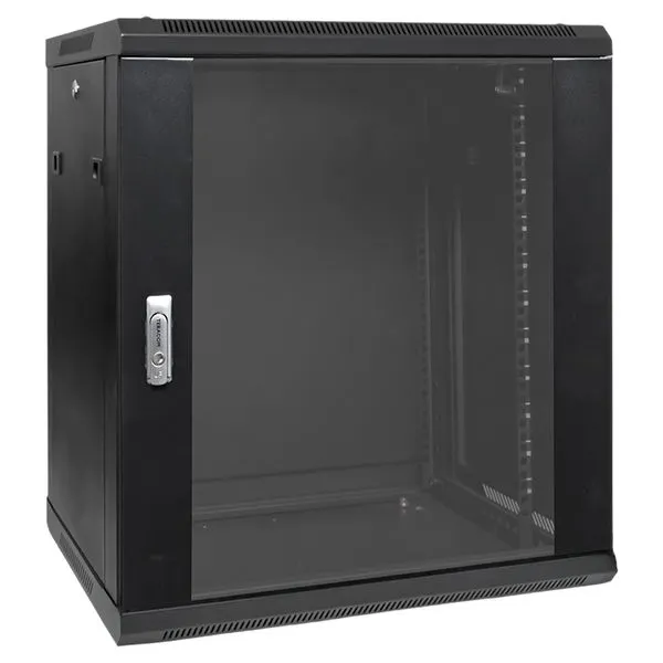 Шкаф настенный 19" TERACOM PRO 12U 600x450 мм дверь стеклянная с замком-ручкой чёрный TRP-WLL-1264-40B EKF