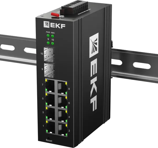 Коммутатор управляемый промышленный уровня L2 ML2-2GX/SFP-8GTP 2 порта 1000Base-X SFP 8 портов 10/100/1000Base-T(X) RJ45 c PoE монтаж на DIN-рейку TSX EKF TSX-ML2-2GX/SFP-8GTP