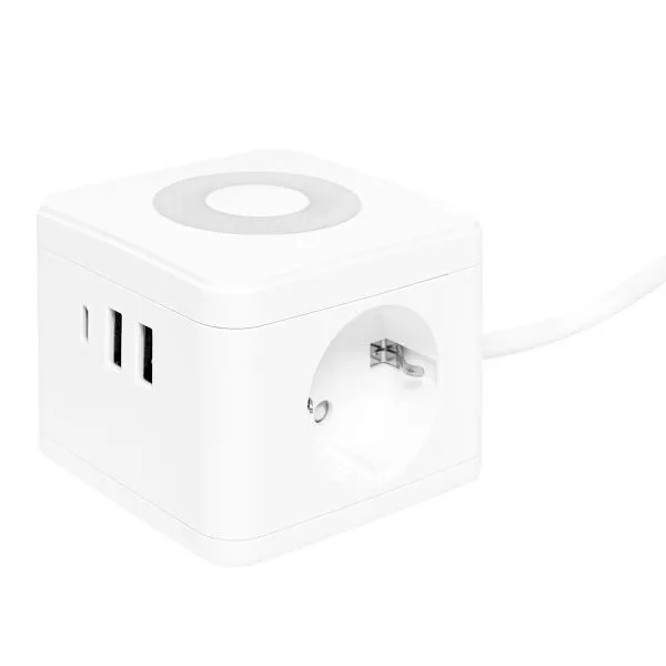 Удлинитель "Куб" 2 гнезда 2USB 2,4А+Type C + Ночник 1,3 метра 1мм2 UBA-CUB-2-TC EKF