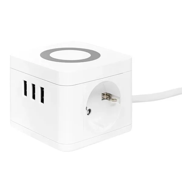"Kub" Power strip 2 sockets 3USB 2.4A + charger 1.3 meters 1mm2 UBA-CUB-3-WC EKF