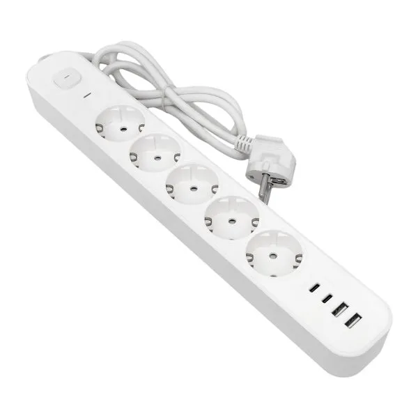 Удлинитель LUX 5 гнезд 2USB 2,4А+2type-C 3 метра 1,5мм2 EKF UBA-LUX-503-TC