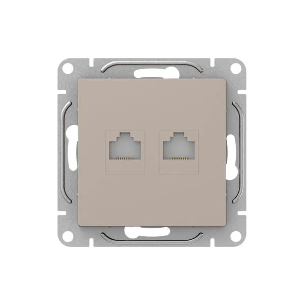 Socket outlet mechanism RJ45 - 2pcs, (cat6), cream Epika EKF UP1-SOI-2RJ45-6
