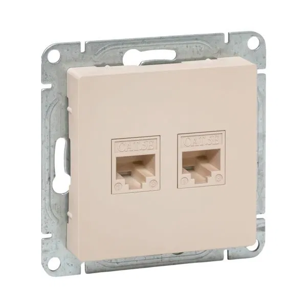Розетка компьютерная СП Эпика RJ45 кат.5 механизм крем. EKF UP1-SOI-RJ45-5