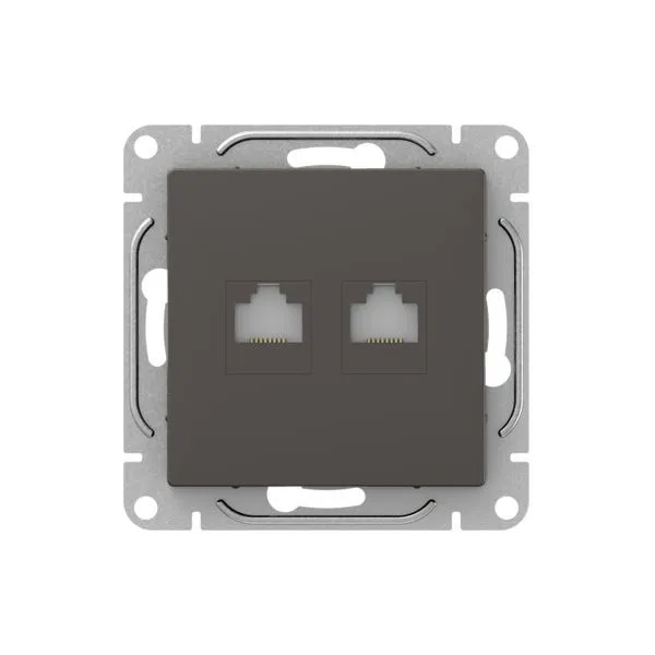 Розетка компьютерная 2-м СП Эпика RJ45 кат.5 механизм мокко EKF UP1-SOM-2RJ45-5
