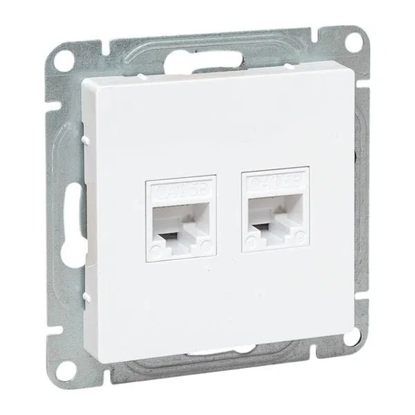 Механизм розетки RJ45 - 2шт, (cat6), белый Эпика EKF UP1-SOW-2RJ45-6