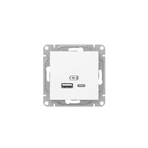 Розетка СП Эпика USB-A+С механизм бел. EKF UP1-SOW-USBA+USBC