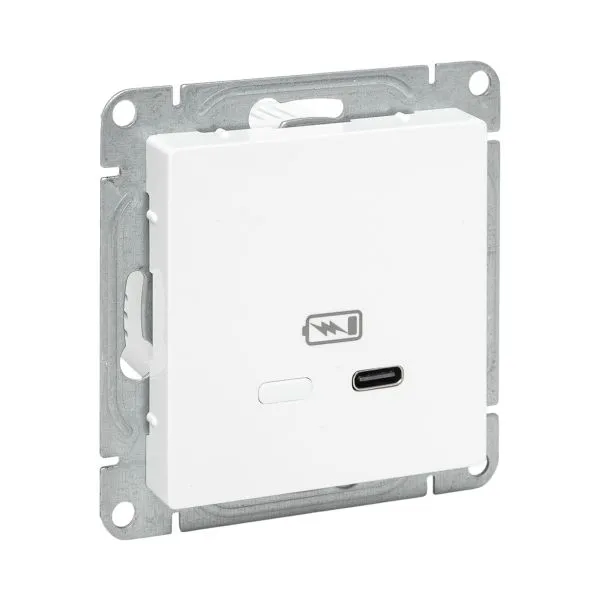 Механизм розетки USB-С, быстрая, белый Эпика EKF UP1-SOW-USBCF