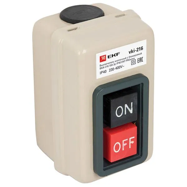 Выключатель кнопочный с блокировкой ВКИ-216 3п 10А IP40 PROxima EKF vki-216