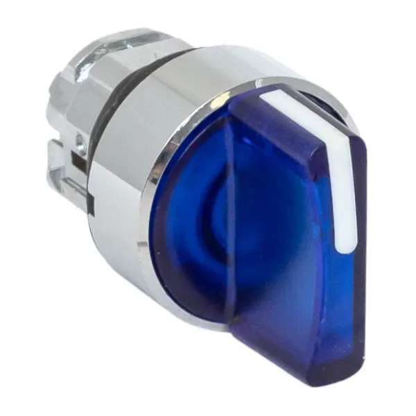 Selector switch actuator XB4 blue 3-position spring return momentary, illuminated with short handle EKF PROxima XB4BD3L-B