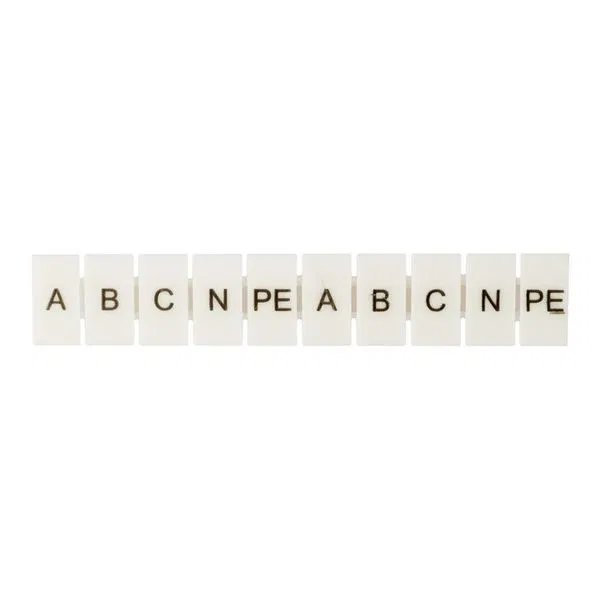 Маркеры для UT/ST/Push-in 2.5 с символами "A. B. C. N. PE" (уп.100шт) EKF zb-st-2.5-A-PE