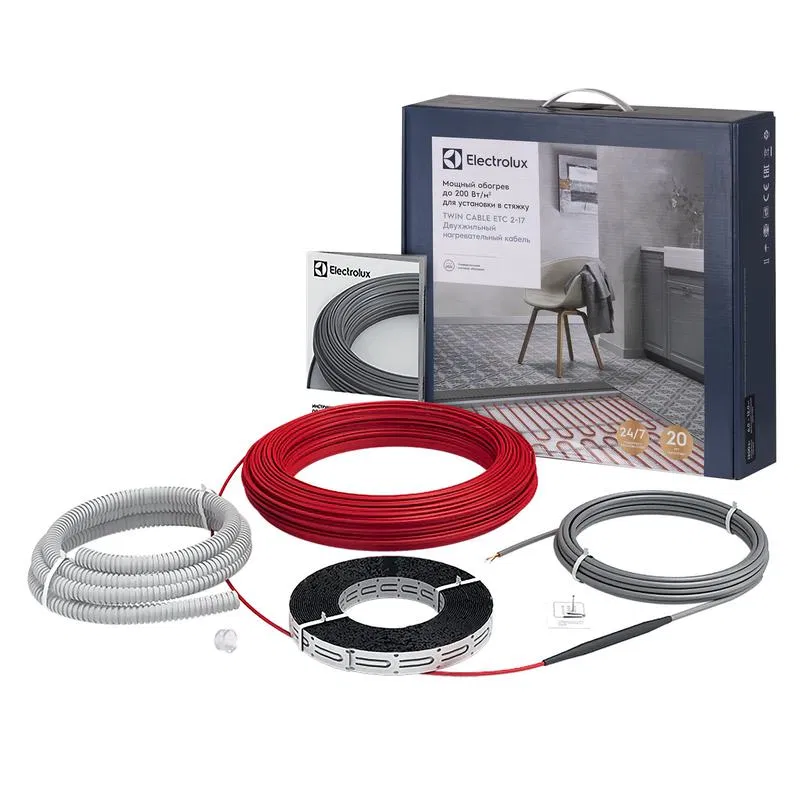 Комплект "Теплый пол" (кабель) 1200Вт 70.6м 10-6кв.м TWIN CABLE ETC 2-17-1200 Electrolux НС-1073703