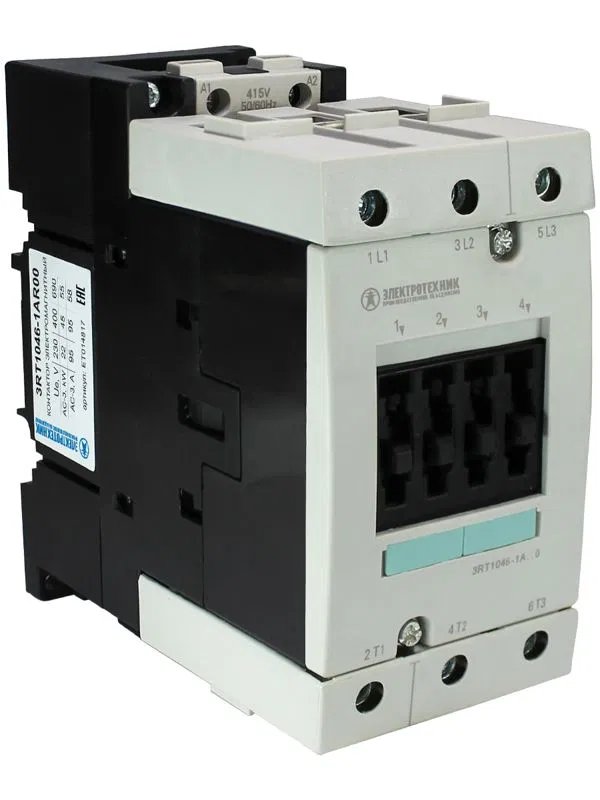 Контактор электромагнитный 3RT1046-1AR00 3-пол. 95А AC-3 45кВт/400В 415В AC 50Гц типоразмер S3 винт. клеммы IP20 Электротехник ET014817