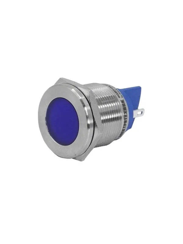 Лампа индикаторная GQ22T-D/L/B/220V/S светодиодная матрица d22мм 220В AC/DC IP67 метал. син. Электротехник ET020081