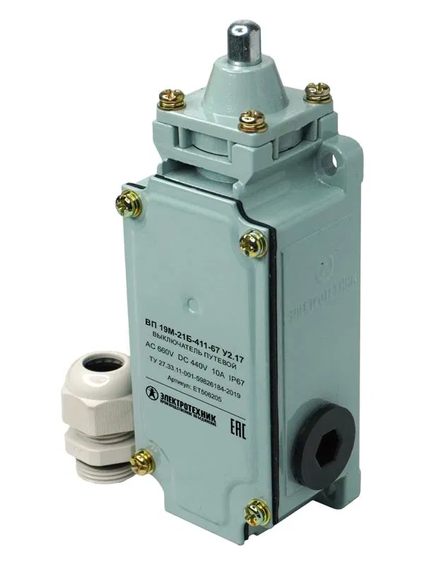 Selector switch VP 19M-21B-411-67 U2.17 4p (3NO+1NC) IP67 plunger Elektrotekhnik ET506205