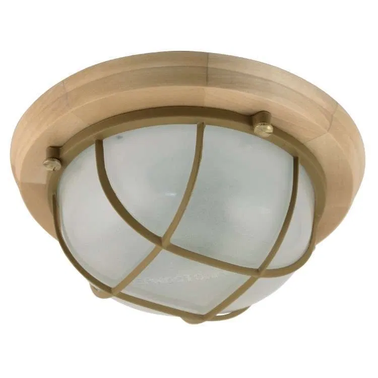 Luminaire NBB 03-60-014 "Terma 1302" 1x60W E27 IP65 round small matte/body with grille linden wood (ind. pack.) Eletekh 1005501031