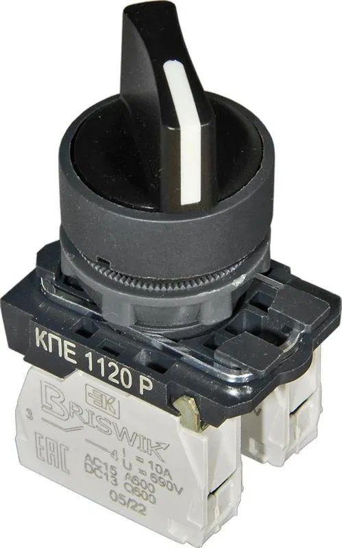 Переключатель КПЕ-1120-Р УХЛ3 2НО+НЗ 10А IP40 рукоятка на 2 положения с фиксацией d посадочного отверст. 22мм черн. ЭЛЬКОМ A8012-79689292