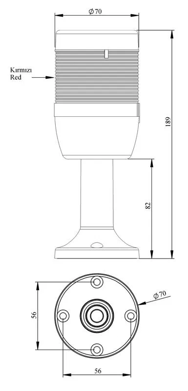 Signal column 70mm 24V strobe FLESH red EMAS IK71F024XM01